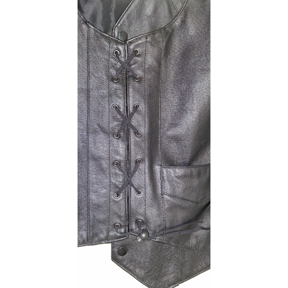 U.S.A Leather Style 201L‎ Men's Black Classic Leather Side-Lace Vest Size XL - Picture 5 of 6